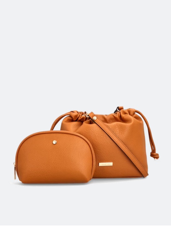 Mali + Lili Handbags - Mali + Lili Women’s Tan Drawstring Crossbody Bag with Matching Pouch